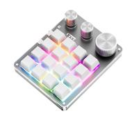 Sxhlseller Teclado Macro Programable, 16 Teclas, 3 Perillas, Teclado Mecánico Bluetooth con Cable, Teclado Mecánico Personalizado para Juegos, Teclado Numérico RGB Ligero (White)