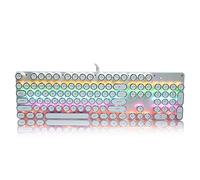 Sxhlseller Teclado Mecánico Blanco con Tapa Redonda Retro Piezas de Computadora PC Sombrero Redondo Vintage Serie de Teclas de Función de Acceso Directo Responden Plug and Play Rápido Adecuado