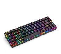 Sxhlseller Teclado Mecánico para Juegos, Personalizable, 19 Teclas RGB Dinámicas, 68 Teclas, Teclado con Cable USB Retroiluminado por LED Ultradelgado con Marrones Duraderas,