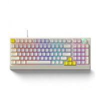 Sxhlseller Teclado mecánico para juegos RGB, 98 teclas intercambiables en caliente, con interruptor azul y perilla giratoria, diseño ergonómico de bajo perfil para trabajos de escritura de juegos de