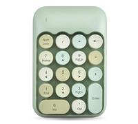 Sxhlseller Teclado Numérico Inalámbrico de 2,4 G y 18 Teclas Teclado Numérico de Contabilidad Financiera, Tapa de Tecla Redonda Retro de bajo Ruido para Computadora Portátil, PC (Verde)