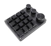 Sxhlseller Teclado Personalizado, Teclado Mecánico Programable de 16 Teclas con 3 Perillas y Luces LED, para Atajos de Juegos y Mac (Black)