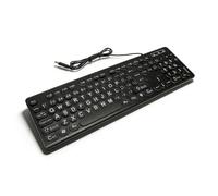 Sxhlseller Teclado Retroiluminado de Impresión Grande, Teclado de Computadora con Cable de 104 Teclas, Teclado de Tamaño Completo Estándar Comercial para Personas Mayores con Discapacidad