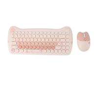 Sxhlseller Teclado y Mouse Inalámbricos de 84 Teclas, Conjunto Rosa Mate | Lindo patrón de animales, teclas de membrana silenciosas, juego de escritorio ergonómico, uso en la oficina en casa
