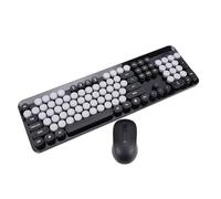 Sxhlseller Teclado y Mouse Inalámbricos, Lindo y Colorido Teclado de 104 Teclas para Máquina de Escribir, Redondo Retro para PC, Computadora Portátil, Escritorio, Teclados para el (Black)