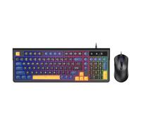 Sxhlseller Teclado y Ratón para Juegos, Teclado de Computadora con Cable USB de 98 Teclas de Colisión de Tres Colores, Ratón de 7200 PPP para PC de Oficina, Ergonómico con (Conjunto Negro Azul)