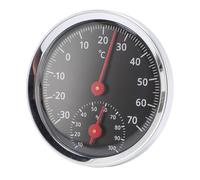 Sxhlseller Termómetro Analógico, Higrómetro, Medidor Mecánico Redondo de Temperatura y Humedad para Interiores, Hogar, Automóvil, Montado en la Pared con Esfera de Aleación de Aluminio de 5,5 Cm