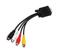 Sxhlseller VGA SVGA a S-Video, Conector VGA, Salida de Video, Salida de Video S, D Sub de 15 Pines Macho a S Video Mini DIN de 4 Pines Hembra y Conector, Negro