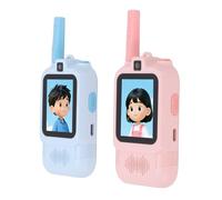 Sxhlseller Videoportero para Niños, Radio Recargable de 2 Vías con Cámaras Duales Cambiador de Voz, para Senderismo en Interiores y Exteriores, Camping de 3 a 12 Años