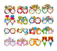 SxiGxiv Decoración para el comienzo del colegio, decoración para niños, fiesta de introducción escolar, 16 gafas de fiesta de cartón, 15,5 x 13 cm, perfectas para decoración de aula y fiestas