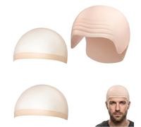 SxiGxiv Juego de 3 gorras calvas realistas con dos redecillas para adultos, peluca calva para disfraz de Pitbull y eventos de cosplay, versátil para teatro y producciones cinematográficas