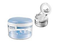 SXIUU Caja para dentaduras postizas, caja de prótesis, caja de prótesis de viaje con colador, caja de almacenamiento con colgante para dientes falsos, férula de mordida, férula para crujir (azul)