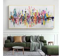 SXKJ Cuadros abstractos coloridos de la ciudad, pintura en lienzo, carteles de paisaje e impresiones, arte de pared para sala de estar, decoración del hogar, 50x100cm sin marco