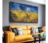 SXKJ Van Gogh Wheatfield con cuervos Pintura famosa Arte de la pared Impresiones en lienzo y carteles Paisaje Imagen del hogar Cuadros Decoración 50x100cm Sin marco