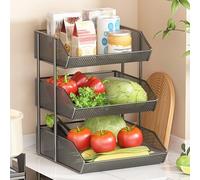 SXKJQER Cesta De 3 Niveles For Frutas Y Verduras De Cocina,Cesta Metalica Rejilla Prémium, Estante Desmontable For Verduras De Cocina, Soporte For Almacenamiento De Frutas