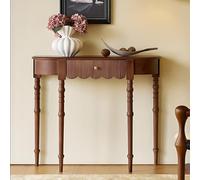 SXKLLYX Consola Estrecha Semicircular de Madera Maciza con Cajón, Mesa Recibidor Entrada con Patas de Columna Romana, Mueble Detrás Sofa(Brown)