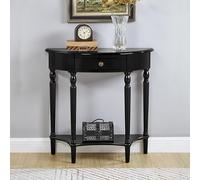 SXKLLYX Mesa de Consola Estrecha, Mesa Recibidor Entrada con Cajón y Estante, Mesa Auxiliar Semicircular para Sofá, Mueble Pasillo Estrecho Vintage(Black,60x30x80cm/24x12x31in)