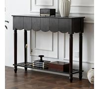 SXKLLYX Mesa Recibidor Entrada con Bordes Festoneados y Cajones, Mesa de Consola Estrecha con Estante de Almacenamiento Abierto, Consola Mueble para Sala(Black,118x32x90cm/46x13x35in)