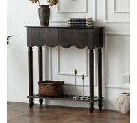 SXKLLYX Mesa Recibidor Entrada con Bordes Festoneados y Cajones, Mesa de Consola Estrecha con Estante de Almacenamiento Abierto, Consola Mueble para Sala(Black,84x32x90cm/33x13x35in)