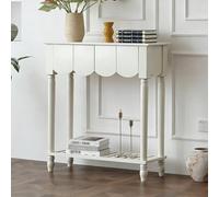 SXKLLYX Mesa Recibidor Entrada con Bordes Festoneados y Cajones, Mesa de Consola Estrecha con Estante de Almacenamiento Abierto, Consola Mueble para Sala(White,84x32x90cm/33x13x35in)