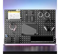 SXKLLYX Tablero Perforado Negro con Abrazaderas, Organizador de Accesorios de Oficina, Panel Perforado de Escritorio, Ideal para Sala de Manualidades, Utensilios de Cocina