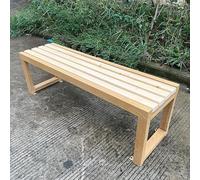 SXKLYRF Banco Jardin Exterior 2 Plazas de Madera con Estructura Metálica, Resistente a la Intemperie, Sin Respaldo, Ideal para Porches, Patios y Terrazas(Beige,100x40x45cm/39x16x18in)