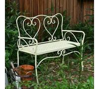 SXKLYRF Banco Jardin Exterior con Respaldo Doble en Forma de Corazón, Bancos Antiguo de Hierro Forjado para Jardín o Porche, Sofa Jardin Exterior 2 Plazasara Patio, Entrada o Parq(White)