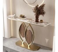 SXKLYRF Consola Recibidor, Mesa Consola de Entrada de Piedra Sinterizada, Recibidor Entrada con Marco Dorado y Diseño Geométrico para Sala de Estar, Entrada y Dormitorio(80x30x80cm/31x12x31in)