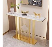 SXKLYRF Lujosa Mesa Consola, Consola Recibidor de Piedra Sinterizada con Base de Metal para la Decoración, Recibidor Estrecho Moderna para Sala de Estar, Pasillo(Gold,80x30x80cm/31x12x31in)