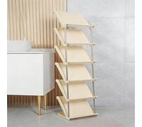 SXKLYRF Zapatero Apilable Vertical Estrecho de 2/3/4/5/6/7/8 Niveles, Organizador Zapatos para Armario, Entrada, Puerta de Entrada y Sala de Estar(Beige,27x27x120cm/11x11x47in)