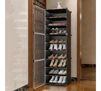 SXKLYRF Zapatero Portátil con Puerta, Organizador Zapatos, Estante de Plástico Ajustable para Armario, Dormitorio y Entrada(44x32x141cm/17x13x56in)