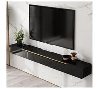 Sxlawesom Estantería Flotante para TV - Mueble Multimedia de Pared - Gabinete para Sistema de Entretenimiento - Repisa para Equipos de Audio/vídeo - Ahorra Espacio(Black,150x24x20cm)