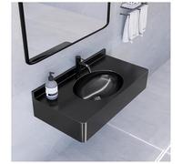 Sxlawesom Fregadero Comercial de Acero Inoxidable para Lavado de Manos, Fregadero de Pared, encimera espaciosa para baño de Restaurante, lavandería.(Black/Kit B)