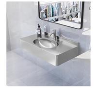 Sxlawesom Fregadero Comercial de Acero Inoxidable para Lavado de Manos, Fregadero de Pared, encimera espaciosa para baño de Restaurante, lavandería.(Silver/Kit B)