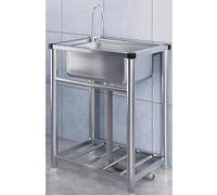 Sxlawesom Fregadero de Acero Inoxidable Fregadero de Cocina Independiente de una cubeta para lavadero, baño, Estilo rústico(53x40x75cm)