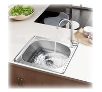 Sxlawesom Fregadero de cocina con grifo, fregadero de pared de acero inoxidable con soporte, cocina, bar y caravana de acero inoxidable (cuenco individual) (53 x 38 cm)