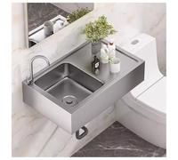 Sxlawesom Fregadero de Pared de un Seno con Banco de Trabajo Lavabo de Acero Inoxidable para Lavado de Manos(Kit B)