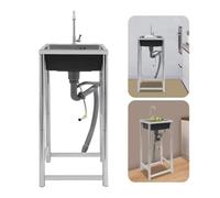 Sxlawesom Fregadero de Servicio Fregadero Independiente de Acero Inoxidable con tubería de Agua fría y Caliente(55x45x75cm)