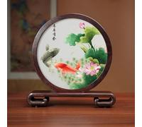 Sxlawesom Kit de bordado con diseño de pez koi en 3D Juego de bordado manual Diseño de bordado reversible Adorno redondo para el hogar(Fish3)