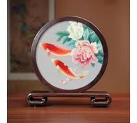 Sxlawesom Kit de bordado con diseño de pez koi en 3D Juego de bordado manual Diseño de bordado reversible Adorno redondo para el hogar(Fish4)