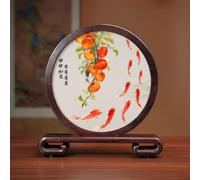 Sxlawesom Kit de bordado con diseño de pez koi en 3D Juego de bordado manual Diseño de bordado reversible Adorno redondo para el hogar(Fish6)