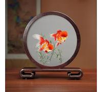 Sxlawesom Kit de bordado con diseño de pez koi en 3D Juego de bordado manual Diseño de bordado reversible Adorno redondo para el hogar(Fish9)