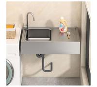 Sxlawesom Lavabo de Pared para baño, Fregaderos de Acero Inoxidable para preparación/Bar, Lavamanos de Alta Resistencia(Kit B)