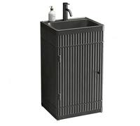 Sxlawesom Lavabo de pie, Mueble de baño monobloque, Lavabo de Estilo Industrial para Bar o Restaurante(Black)