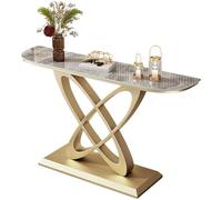 Sxlawesom Mesa Consola con Base geométrica, Mesa Auxiliar para Entrada o salón, Mesas de Entrada de Diferentes Longitudes para salón, recibidor y Pasillo(Gold#A,150 * 30 * 80cm)