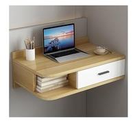 Sxlawesom Mesa de Escritorio de Pared, Tocador Flotante con cajón, Organizador de Pared para Ahorrar Espacio. Ideal como Escritorio para Oficina en casa.(Natural White,31.5'')