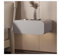 Sxlawesom Mesita de Noche Flotante con cajón de Almacenamiento, Mesita de Pared para Dormitorio y salón, Madera de Pino Natural, Acabado en Cuero(Gris Claro,35x40x20cm)