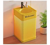 Sxlawesom Mueble de baño Independiente con Lavabo de Acero Inoxidable, Estilo Industrial, Ideal para Garaje, Bar o Restaurante.(Amarillo)