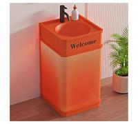 Sxlawesom Mueble de baño Independiente con Lavabo de Acero Inoxidable, Estilo Industrial, Ideal para Garaje, Bar o Restaurante.(Naranja)
