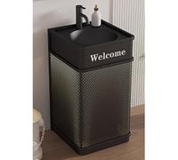 Sxlawesom Mueble de baño Independiente con Lavabo de Acero Inoxidable, Estilo Industrial, Ideal para Garaje, Bar o Restaurante.(Black)